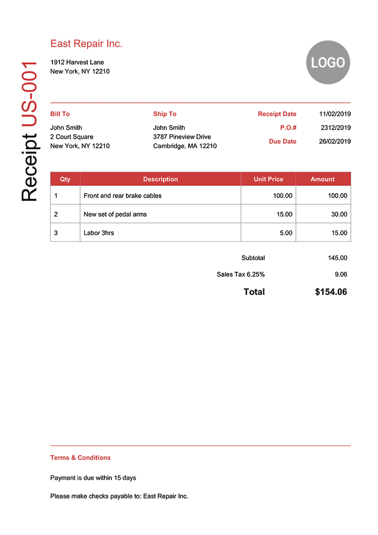 100 Free Receipt Templates | Print & Email Receipts As Pdf Within Fake Credit Card Receipt Template