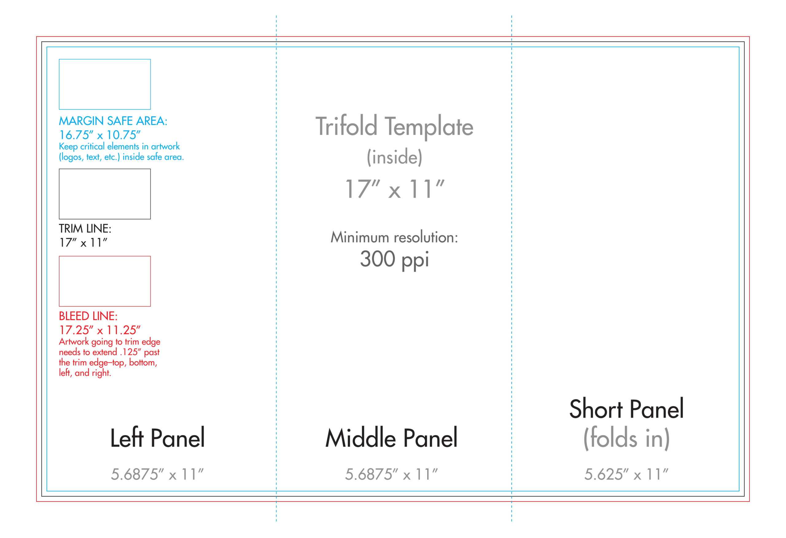 11&quot; X 17&quot; Tri Fold Brochure Template - U.s. Press with regard to 11X17 Brochure Template