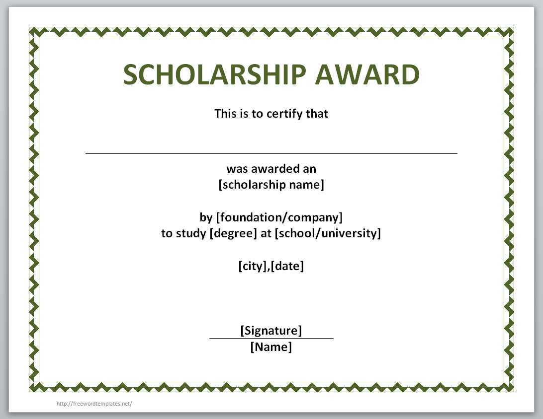 13 Free Certificate Templates For Word » Officetemplate Regarding Scholarship Certificate Template Word