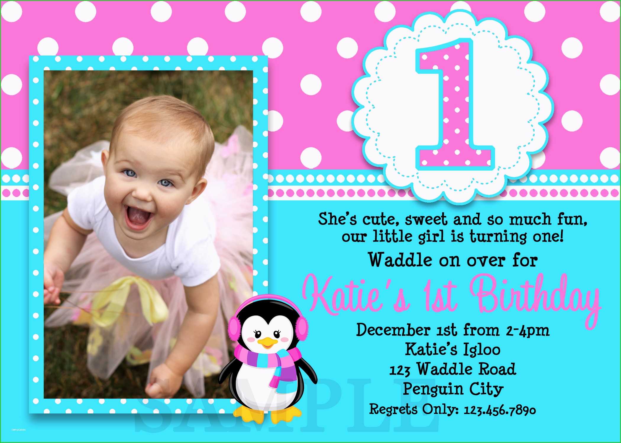 1St Birthday Card Template – Karan.ald2014 Regarding First Birthday Invitation Card Template