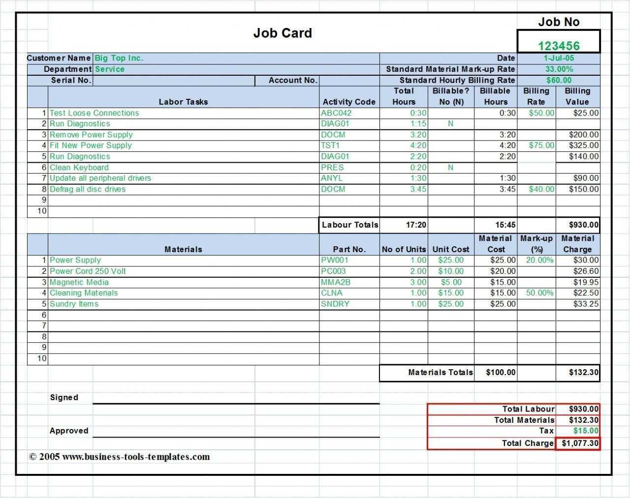 23 Blank Job Card Template Word For Ms Word For Job Card In Rate Card Template Word