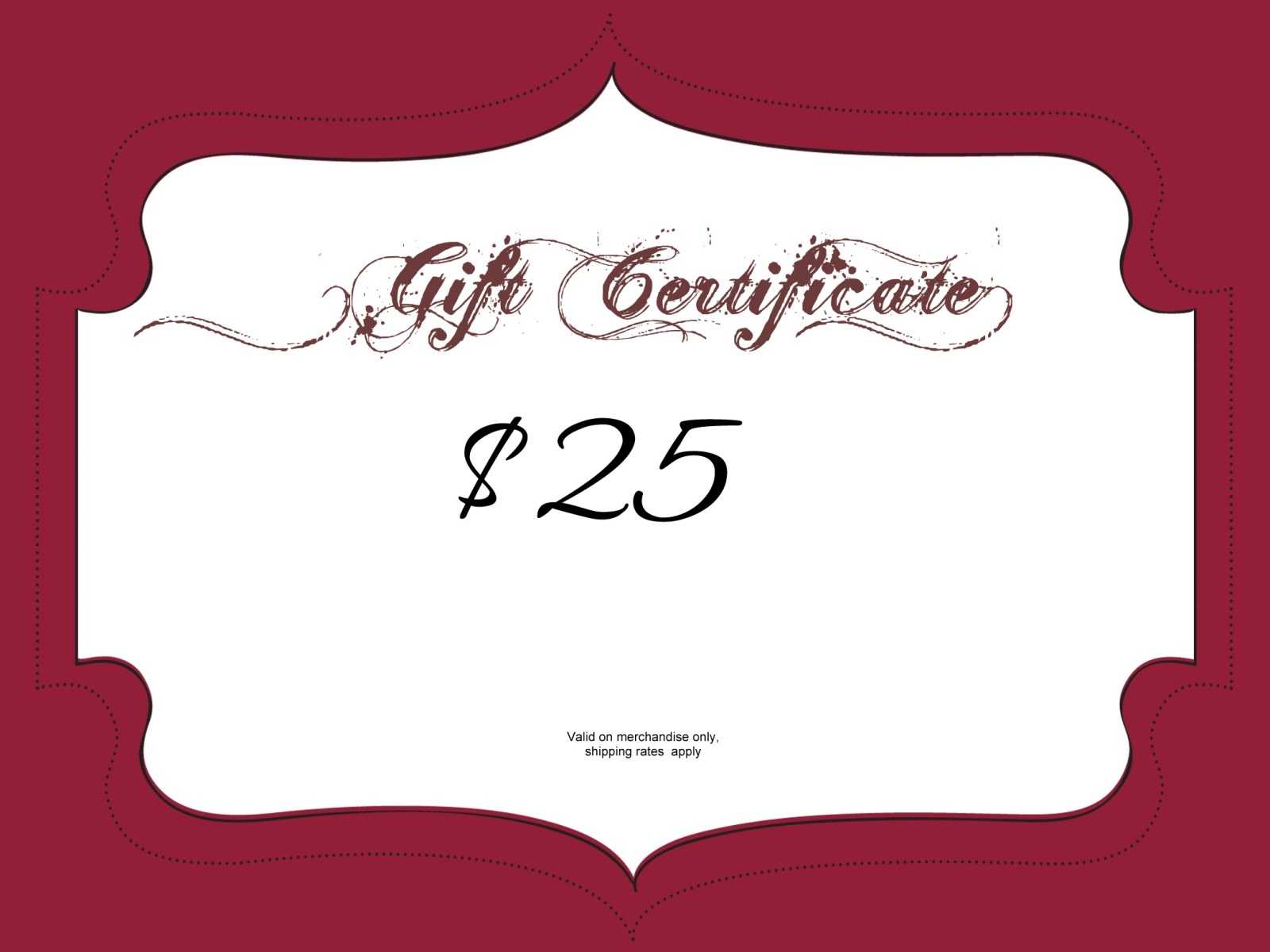 $25 Gift Certificate Template | Certificatetemplategift For Mary Kay Gift Certificate Template