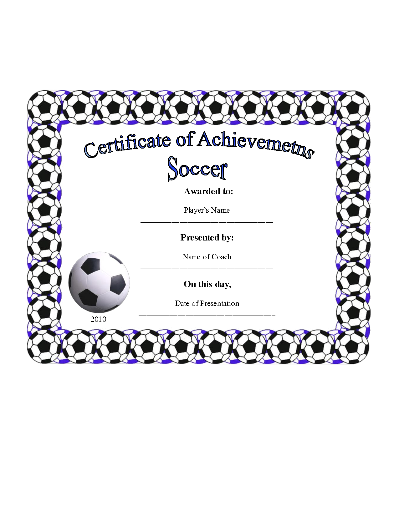 28+ [ Soccer Certificate Template ] | 7 Best Images Of Free With Regard To Soccer Certificate Template Free