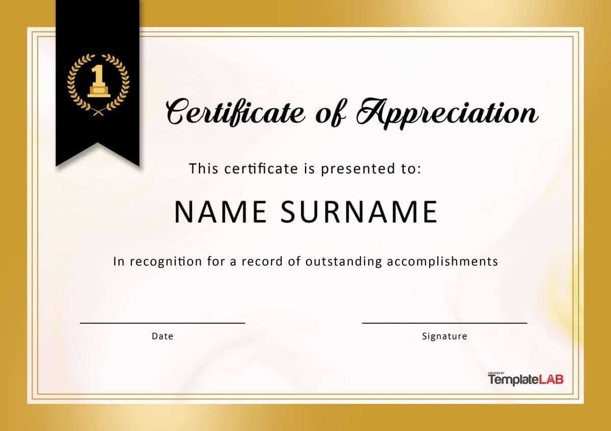 30 Free Certificate Of Appreciation Templates And Letters for Certificate Of Appreciation Template Free Printable