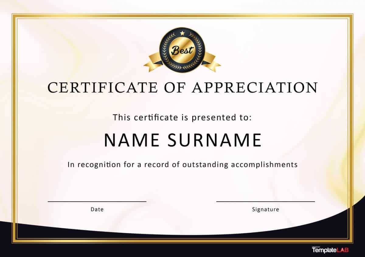 30 Free Certificate Of Appreciation Templates And Letters Inside Best Performance Certificate Template