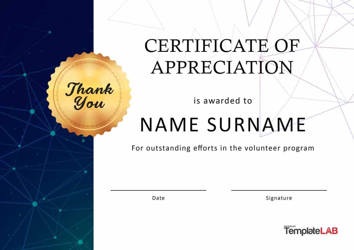 30 Free Certificate Of Appreciation Templates And Letters Throughout Printable Certificate Of Recognition Templates Free