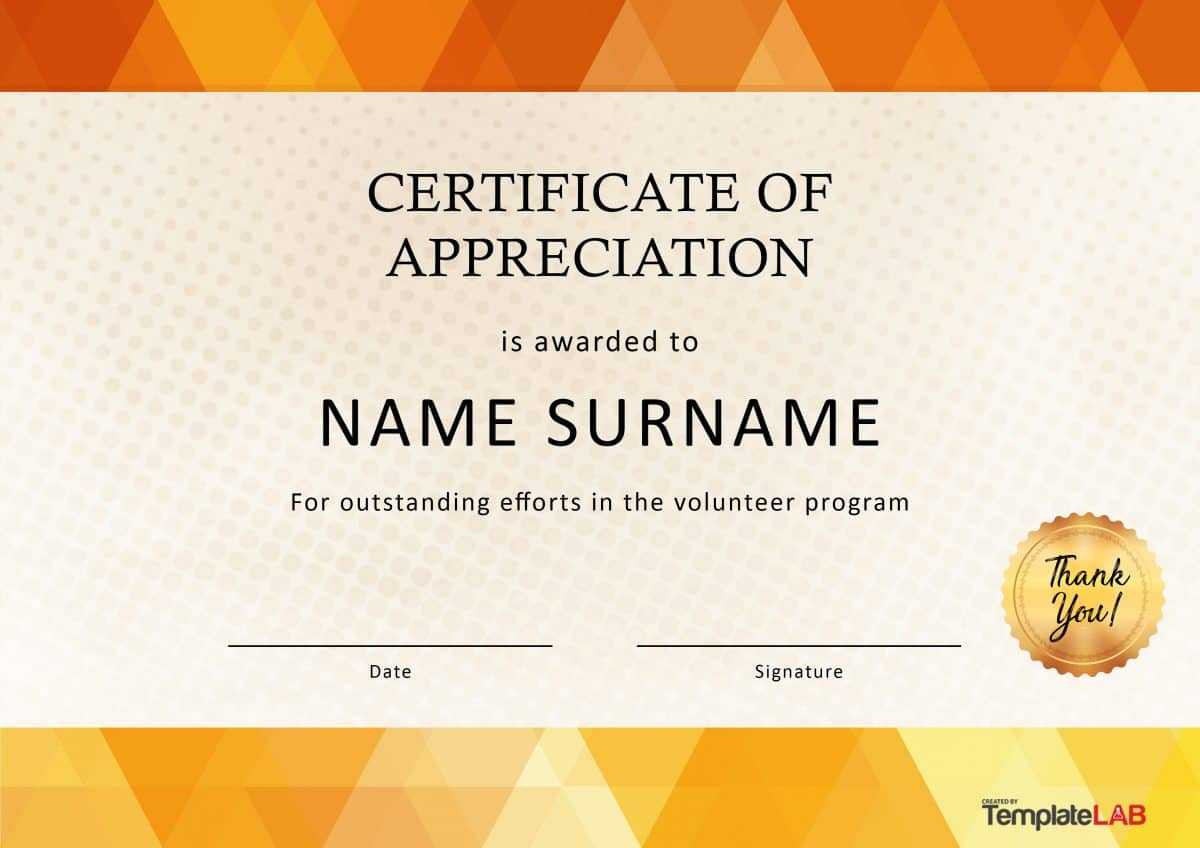 30 Free Certificate Of Appreciation Templates And Letters With Regard To Volunteer Award Certificate Template