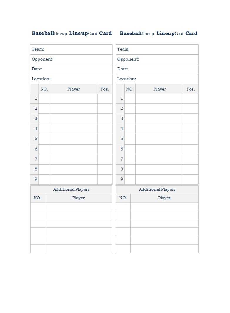 33 Printable Baseball Lineup Templates [Free Download] ᐅ Inside Free Baseball Lineup Card Template