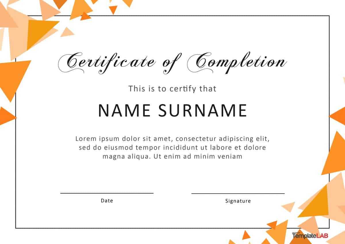 40 Fantastic Certificate Of Completion Templates [Word For Certificate Of Completion Template Free Printable