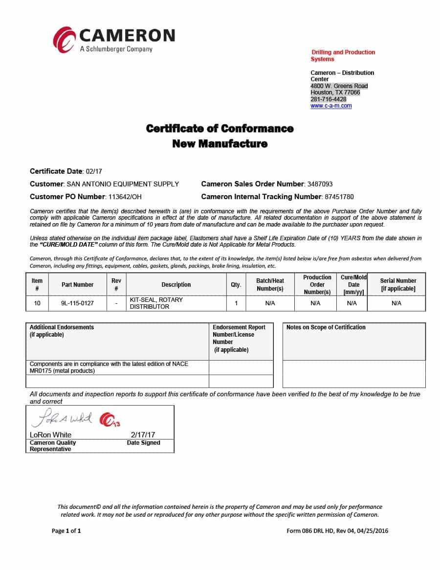 40 Free Certificate Of Conformance Templates & Forms ᐅ Throughout Certificate Of Inspection Template