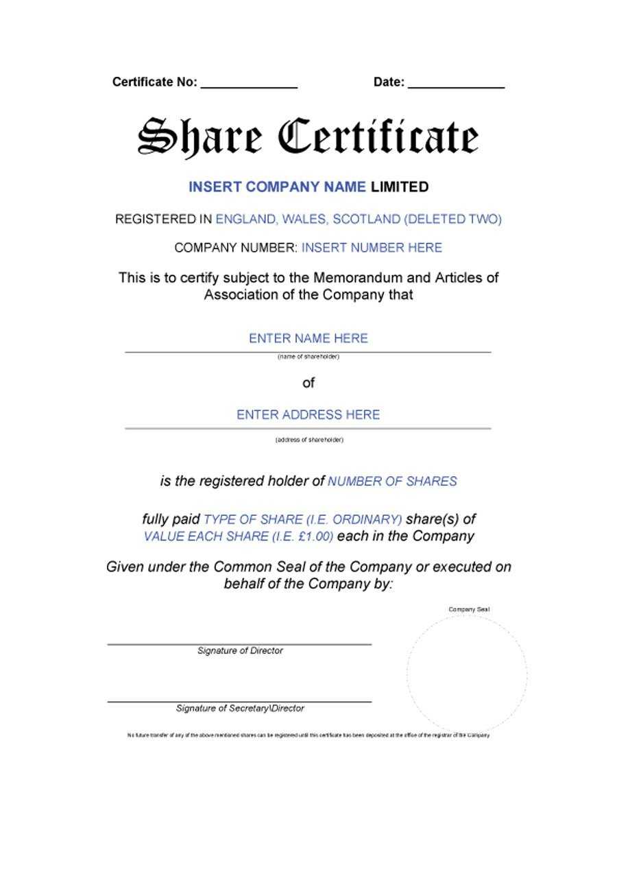 40+ Free Stock Certificate Templates (Word, Pdf) ᐅ Templatelab With Regard To Template For Share Certificate