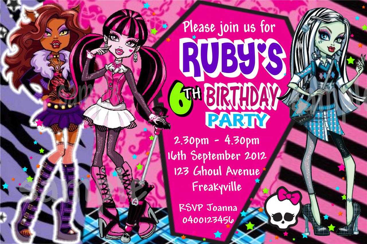 40Th Birthday Ideas: Birthday Invitation Templates Monster High Throughout Monster High Birthday Card Template