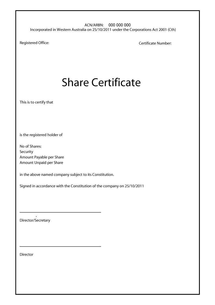 41 Free Stock Certificate Templates (Word, Pdf) – Free Pertaining To Corporate Share Certificate Template
