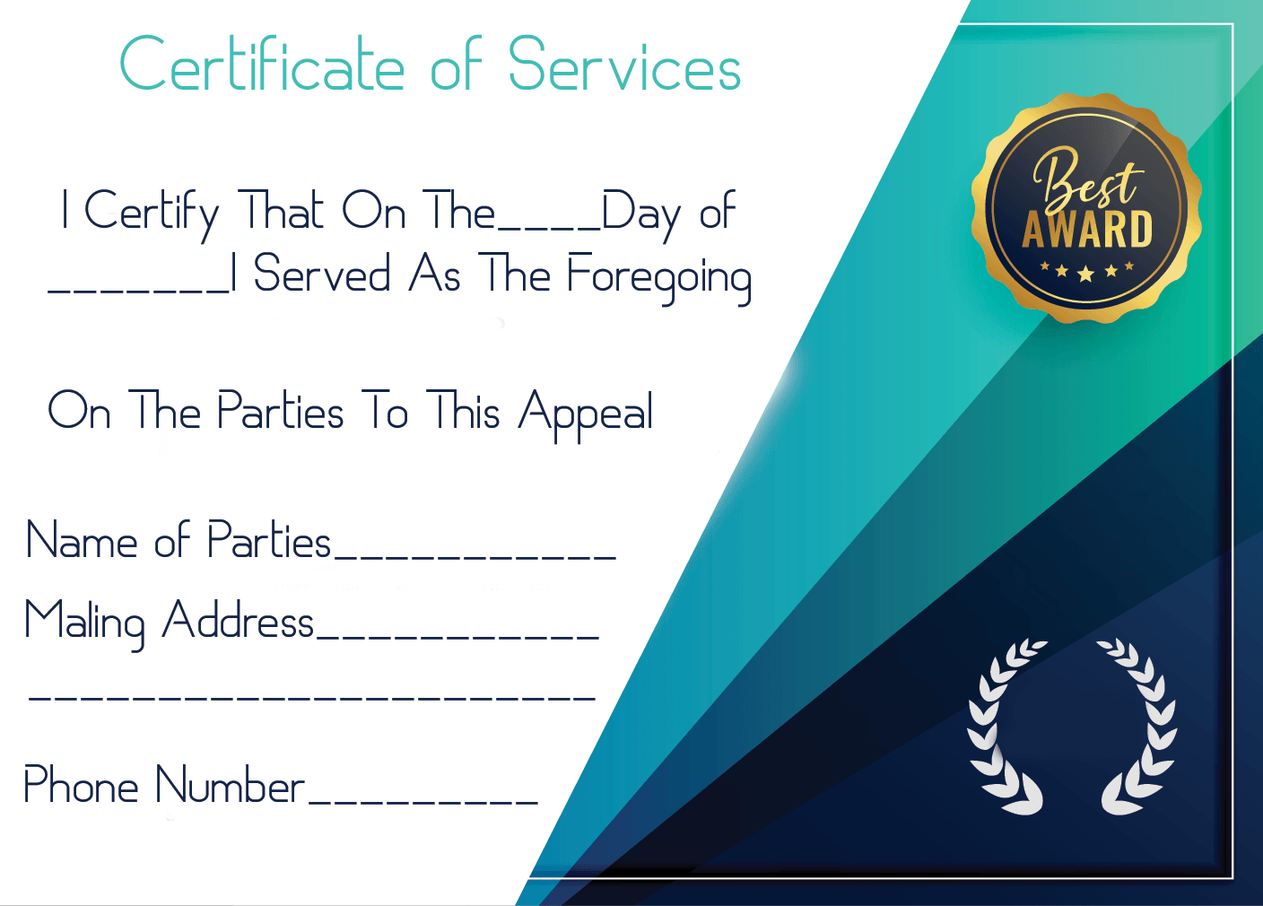 5+ Free Printable Certificate Of Service Templates | How To Wiki Throughout Certificate Of Service Template Free