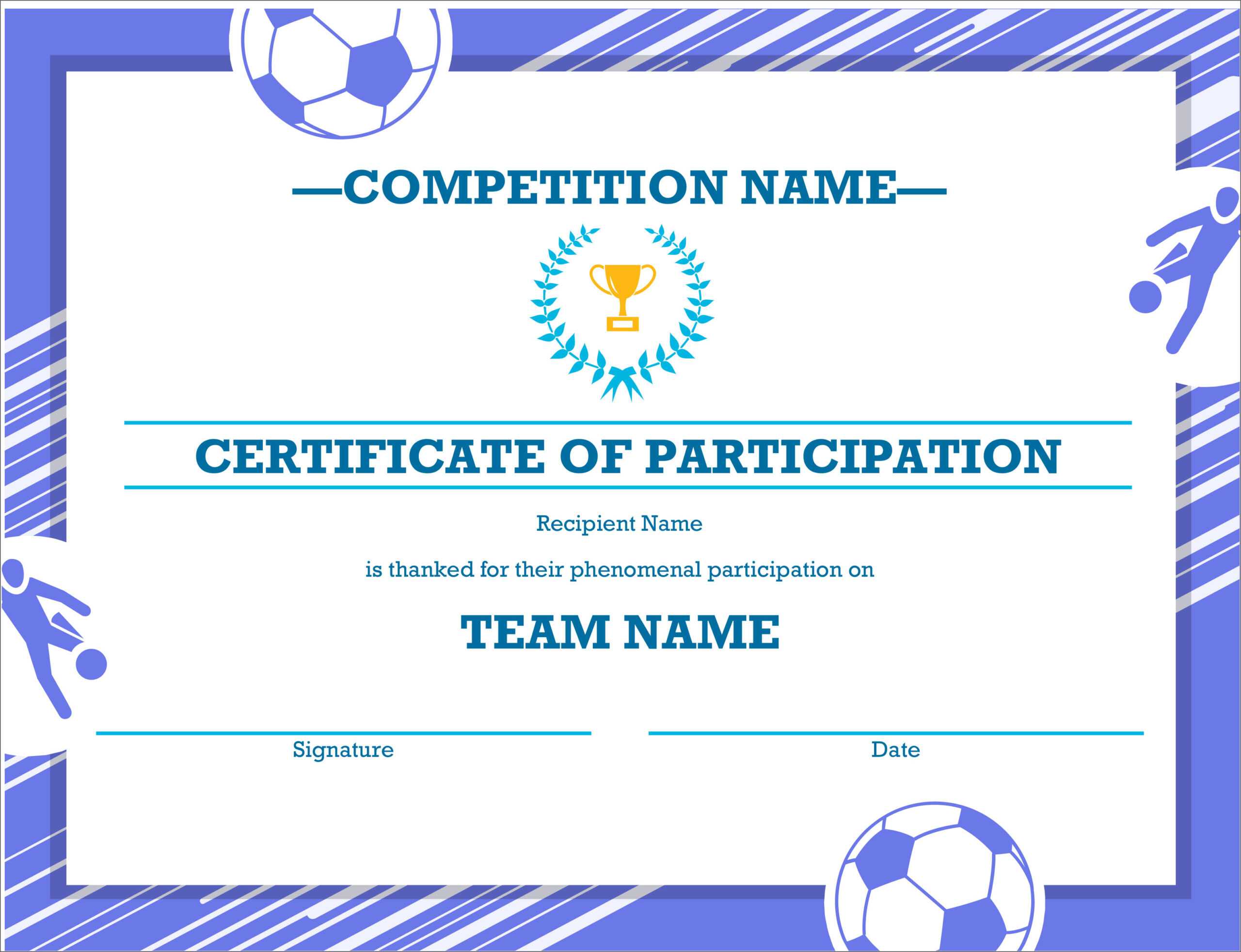 50 Free Creative Blank Certificate Templates In Psd Regarding Soccer Certificate Templates For Word