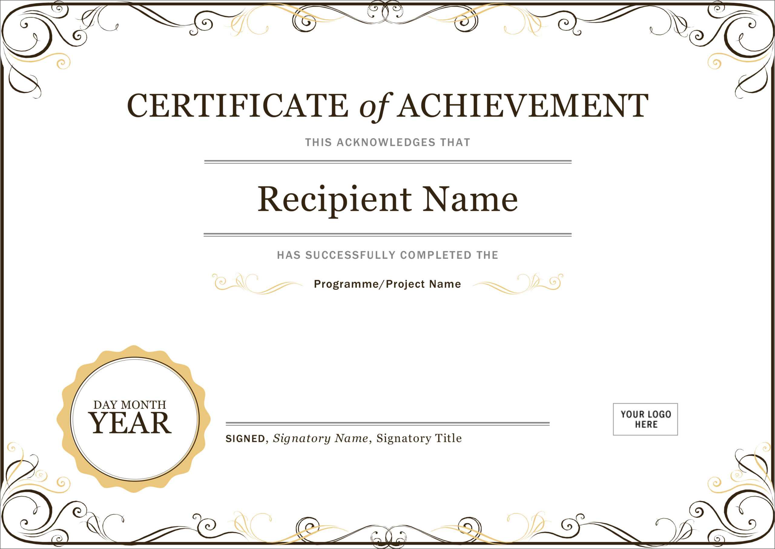 50 Free Creative Blank Certificate Templates In Psd Throughout Word Template Certificate Of Achievement