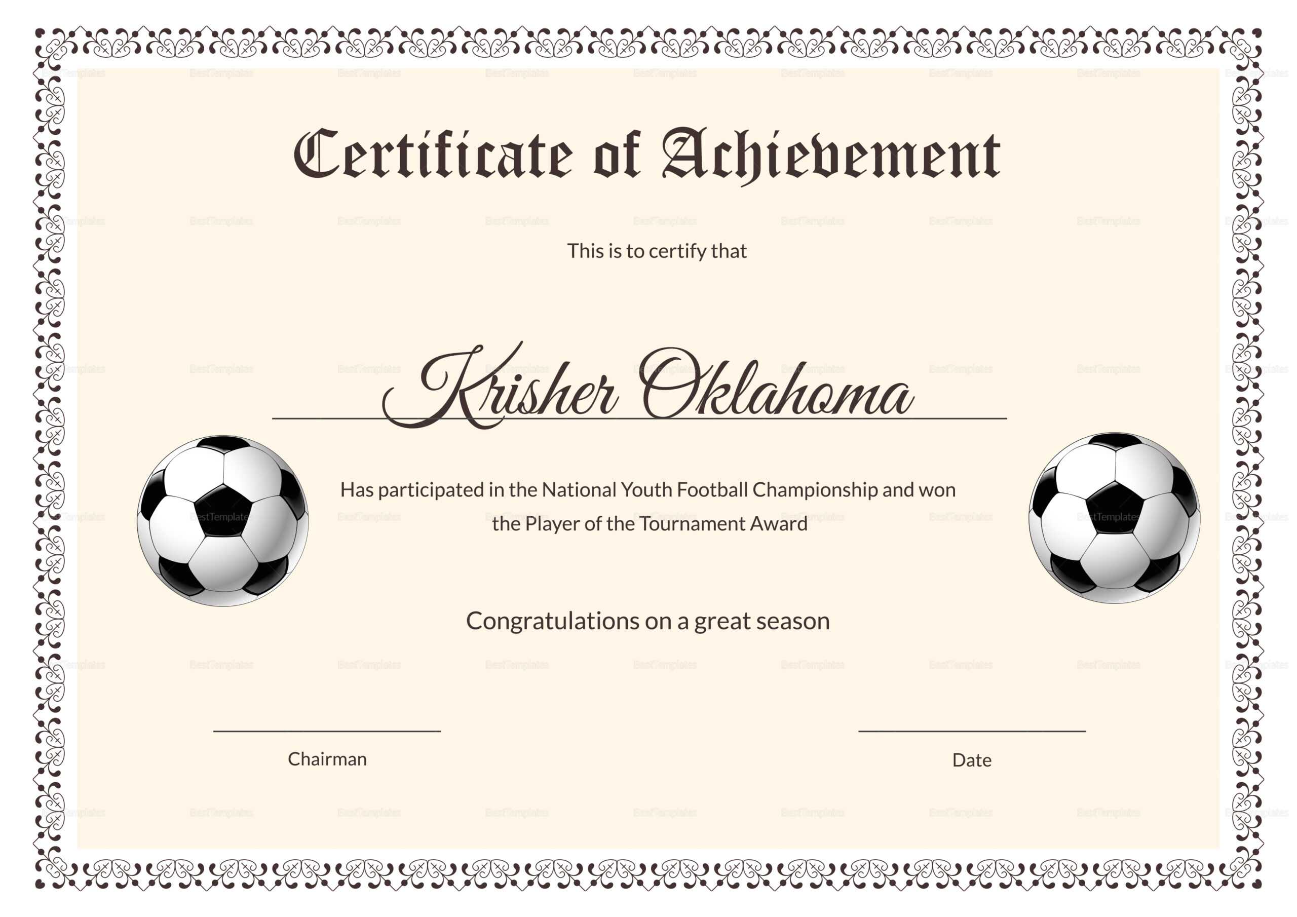 62A11 Soccer Award Certificates | Wiring Library In Football Certificate Template