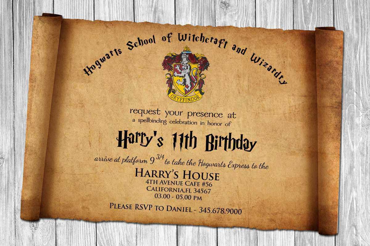 85 Visiting Free Harry Potter Birthday Invitation Template Within Harry Potter Certificate Template