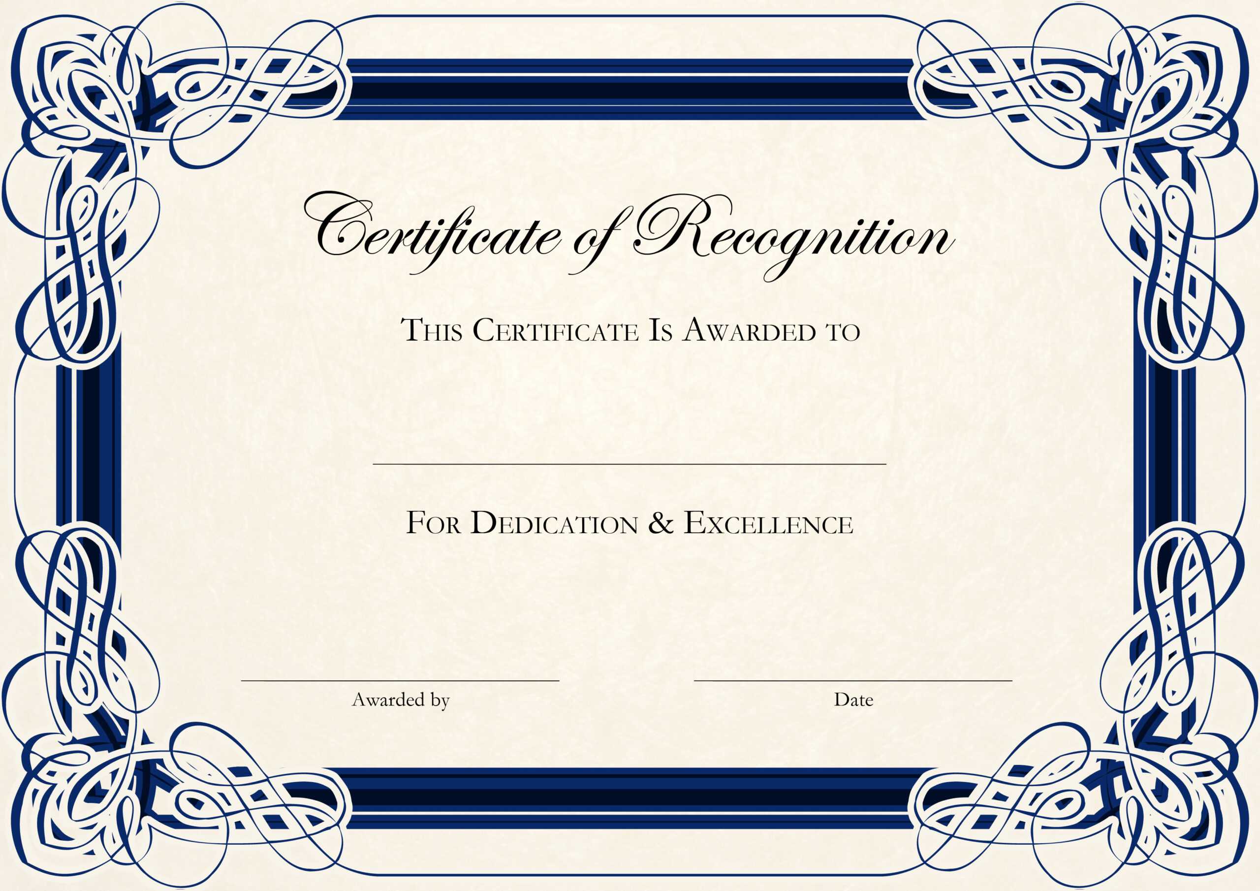 A4 Paper Formal Certificate Of Recognition Template Design In Employee Recognition Certificates Templates Free