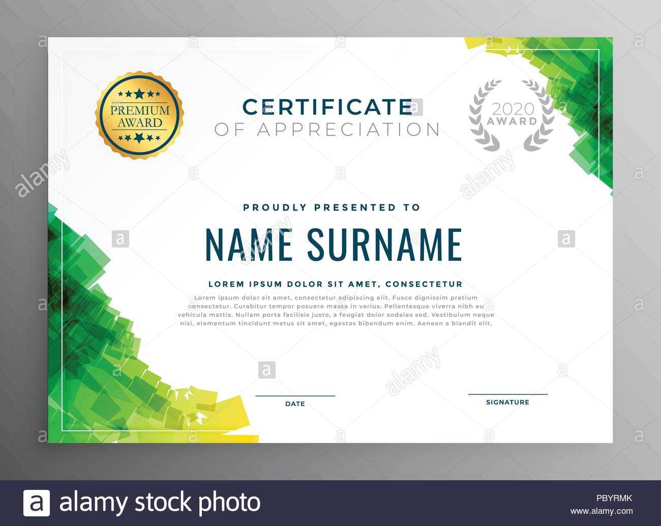 Abstract Green Certificate Of Appreciation Template Stock Regarding Boot Camp Certificate Template
