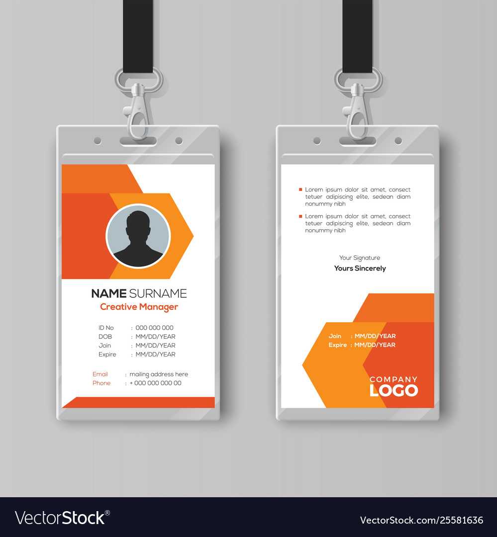 Abstract Orange Id Card Design Template Throughout Company Id Card Design Template
