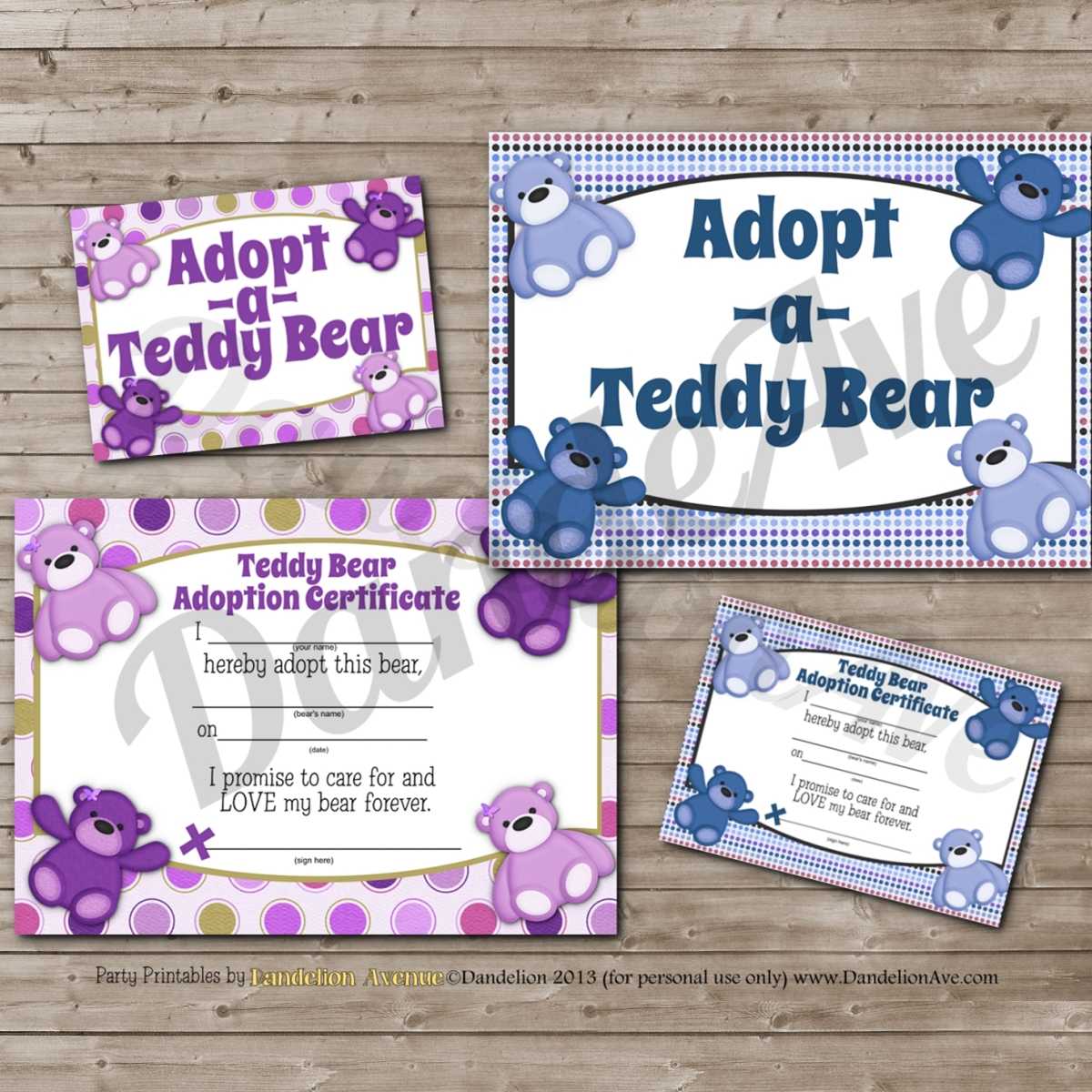 Adopt A Teddy Bear Adoption Certificate And Sign Set Within Toy Adoption Certificate Template