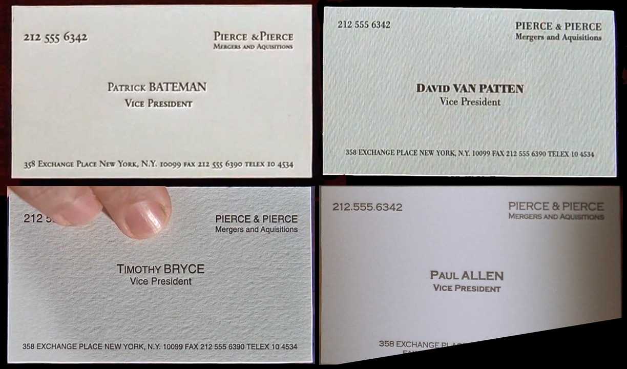 All The Business Cards From American Psycho And There's A For Paul Allen Business Card Template