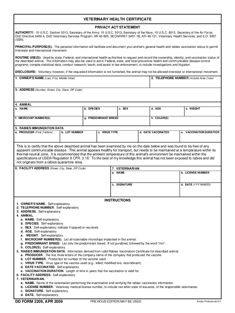 Animal Health Certificate Form – 2 Free Templates In Pdf Regarding Veterinary Health Certificate Template