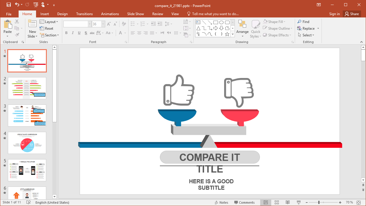Animated Compare It Powerpoint Template For What Is A Template In Powerpoint