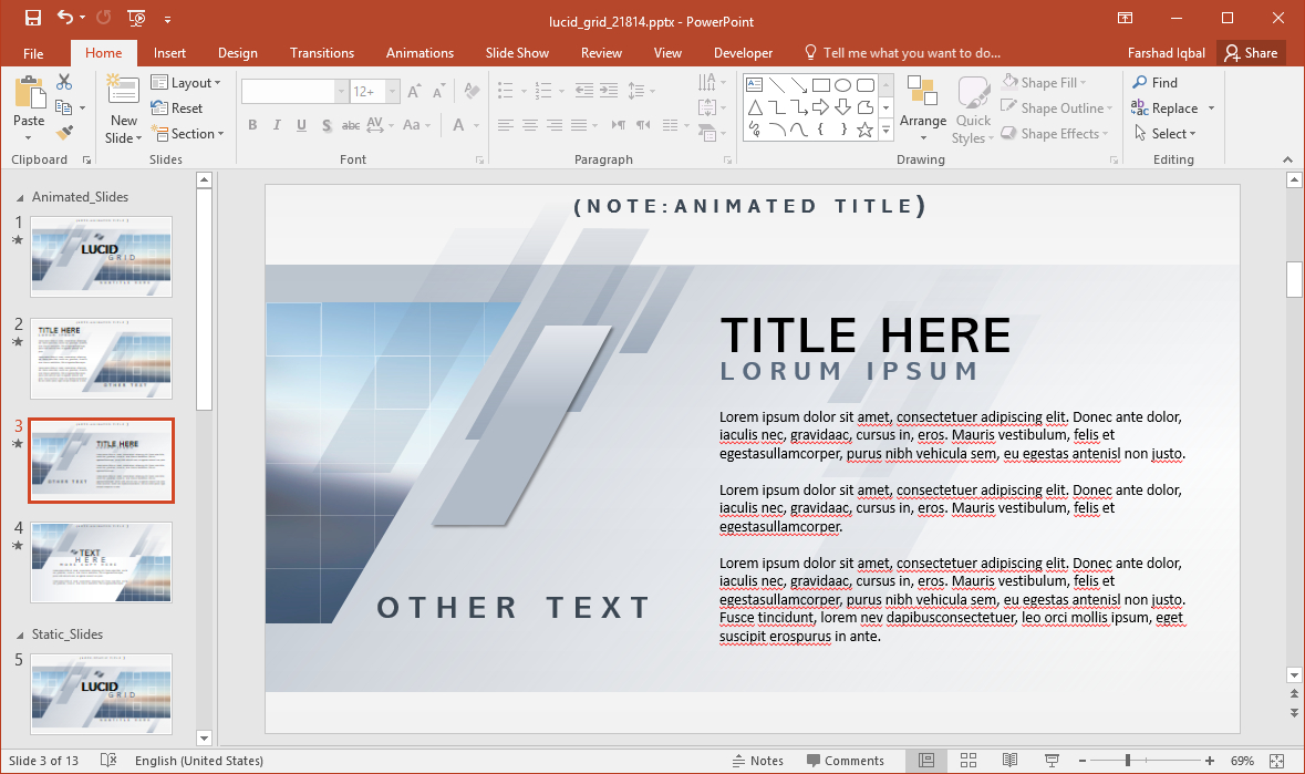 Animated Lucid Grid Powerpoint Template With Replace Powerpoint Template