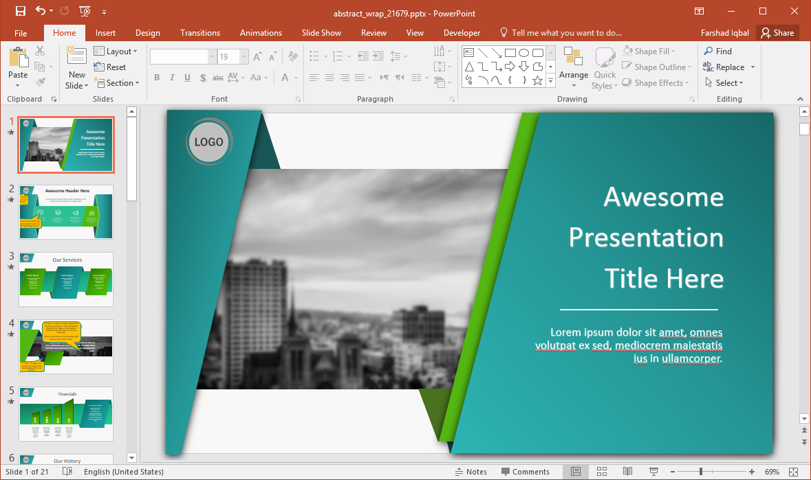 Animated Wrapping Shapes Powerpoint Template Regarding Powerpoint Replace Template