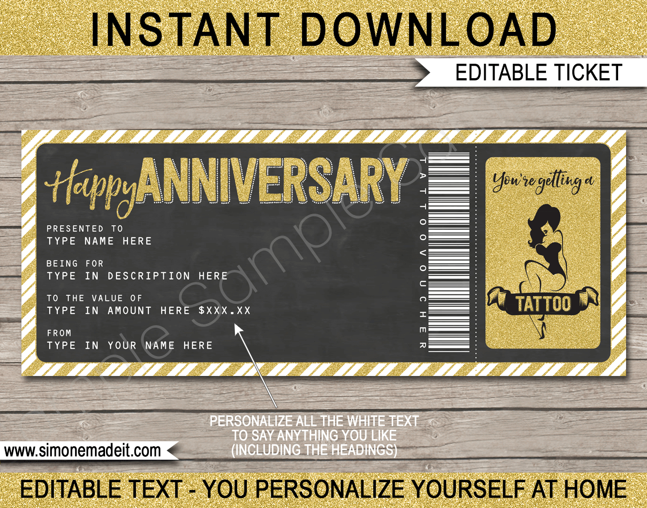 Anniversary Tattoo Gift Vouchers Throughout Tattoo Gift Certificate Template