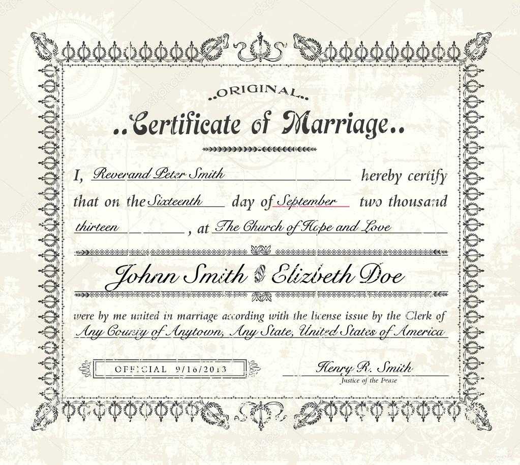 Antique Marriage Certificate Template | Vector Vintage With Regard To Certificate Of Marriage Template