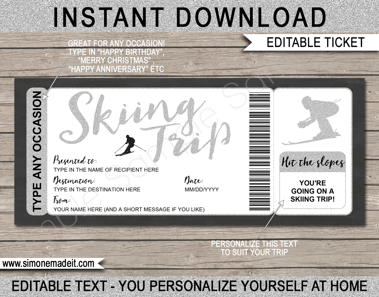 Any Occasion Skiing Trip Tickets – Glitter In Track And Field Certificate Templates Free