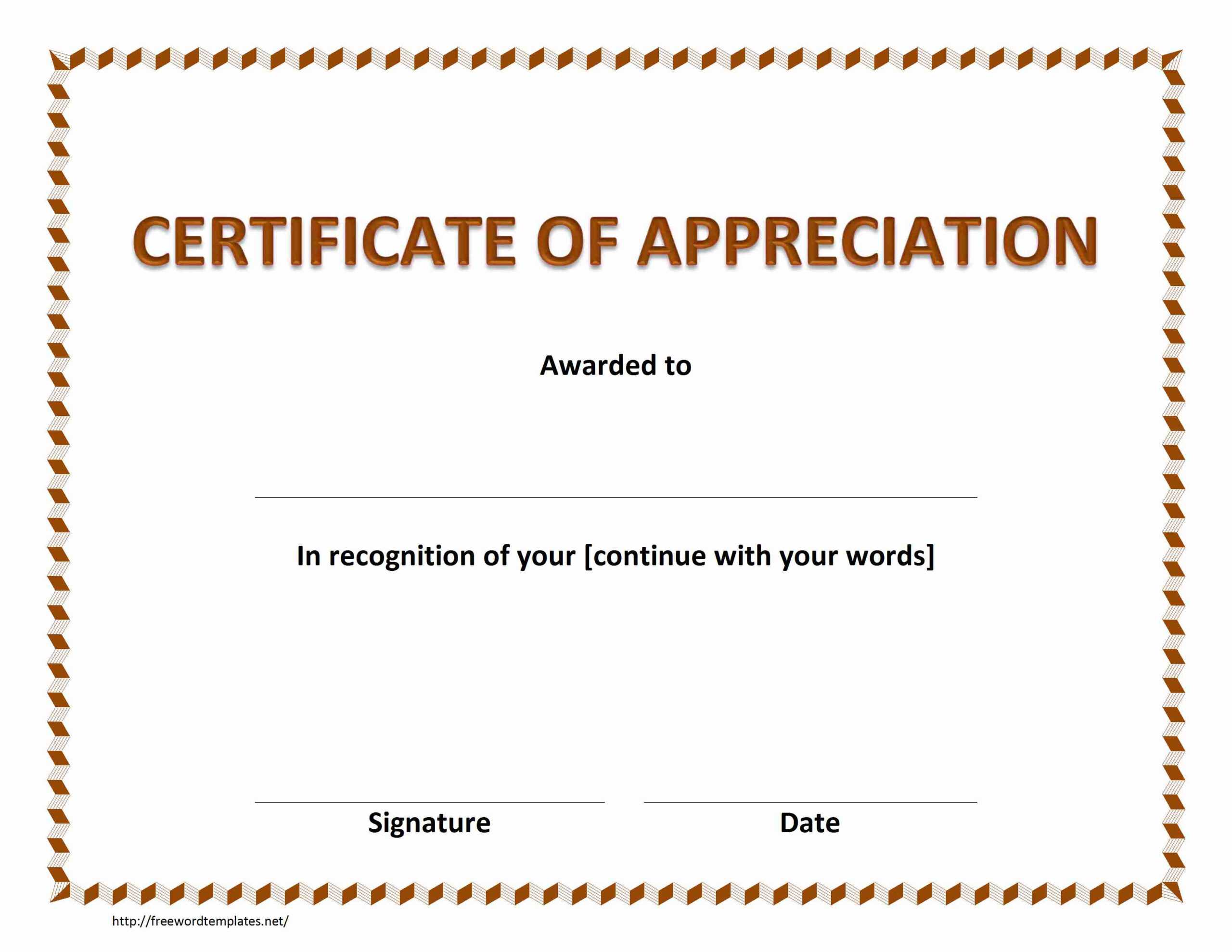 Appreciation Certificate Printable – Karati.ald2014 With Regard To Employee Recognition Certificates Templates Free