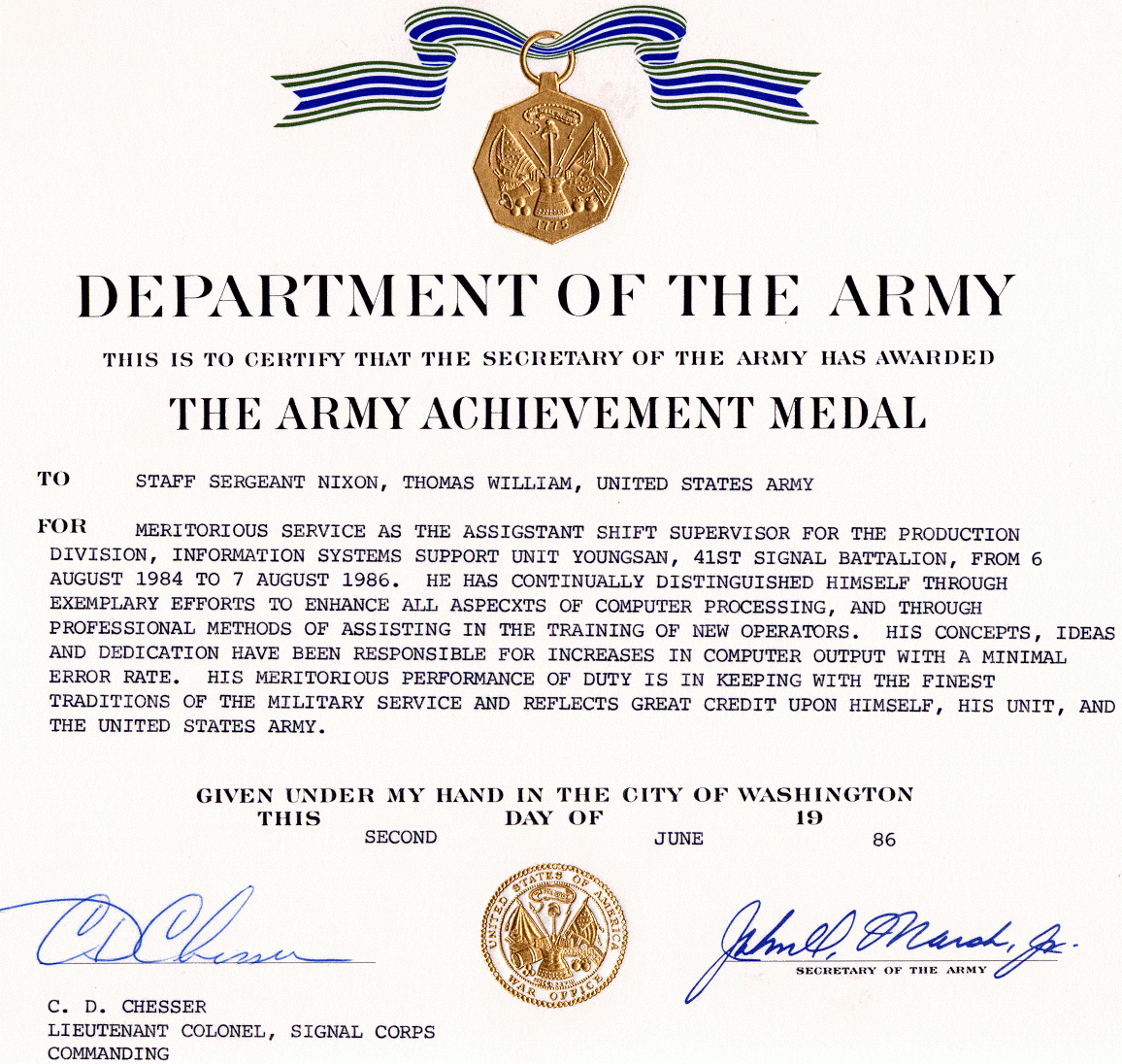 Army Achievement Medal With Army Certificate Of Achievement Template