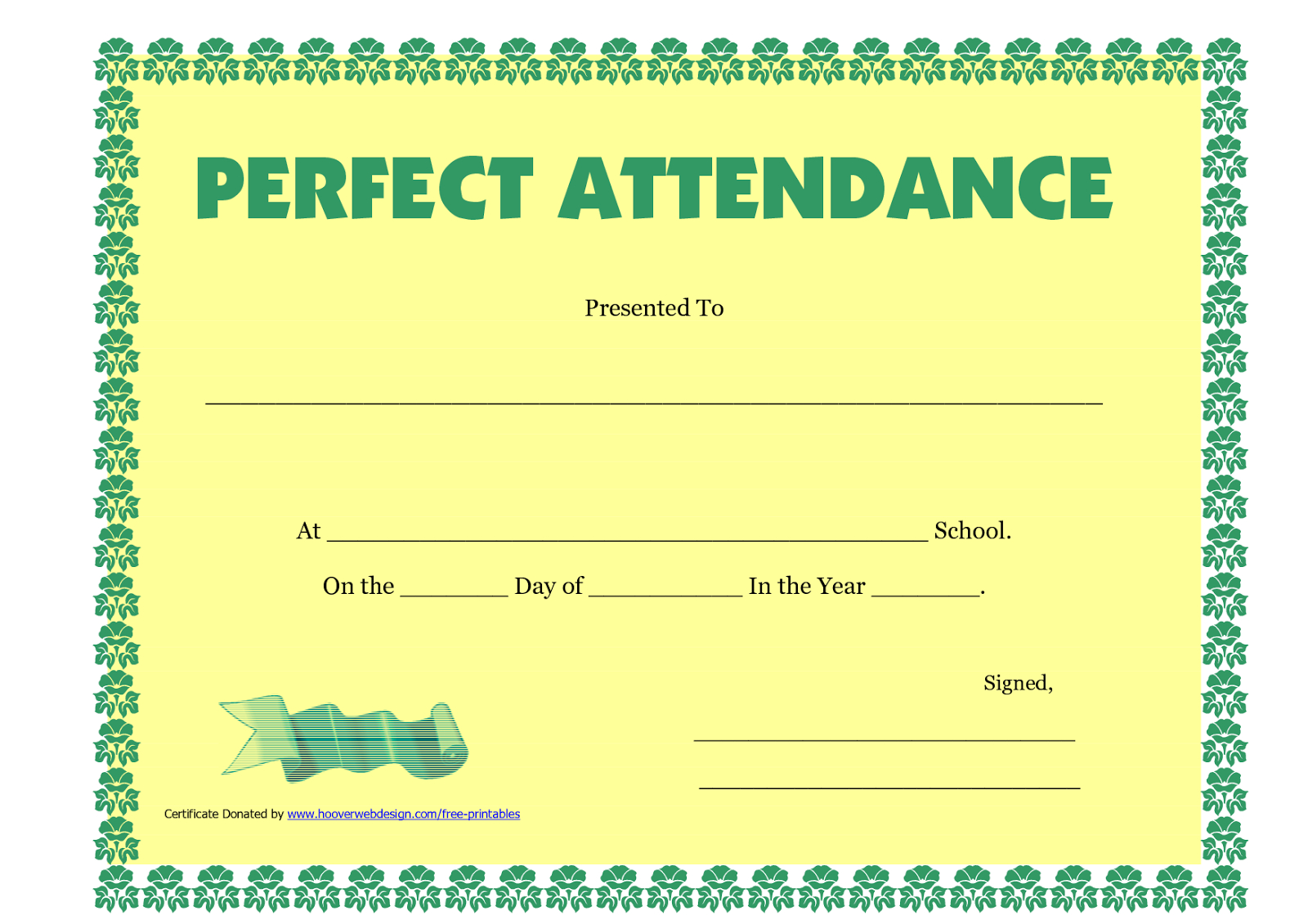 Attendance Certificate – Morningperson.co With Perfect Attendance Certificate Free Template