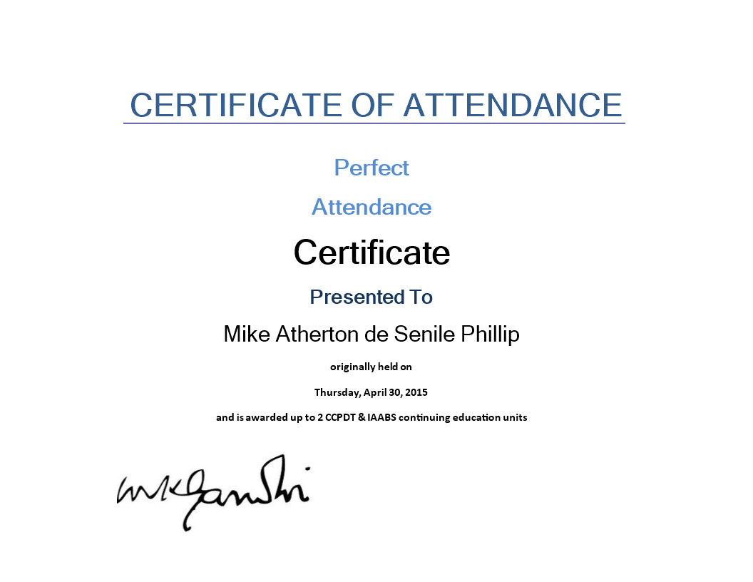 Attendance Certificate Sample | Templates At Intended For Attendance Certificate Template Word