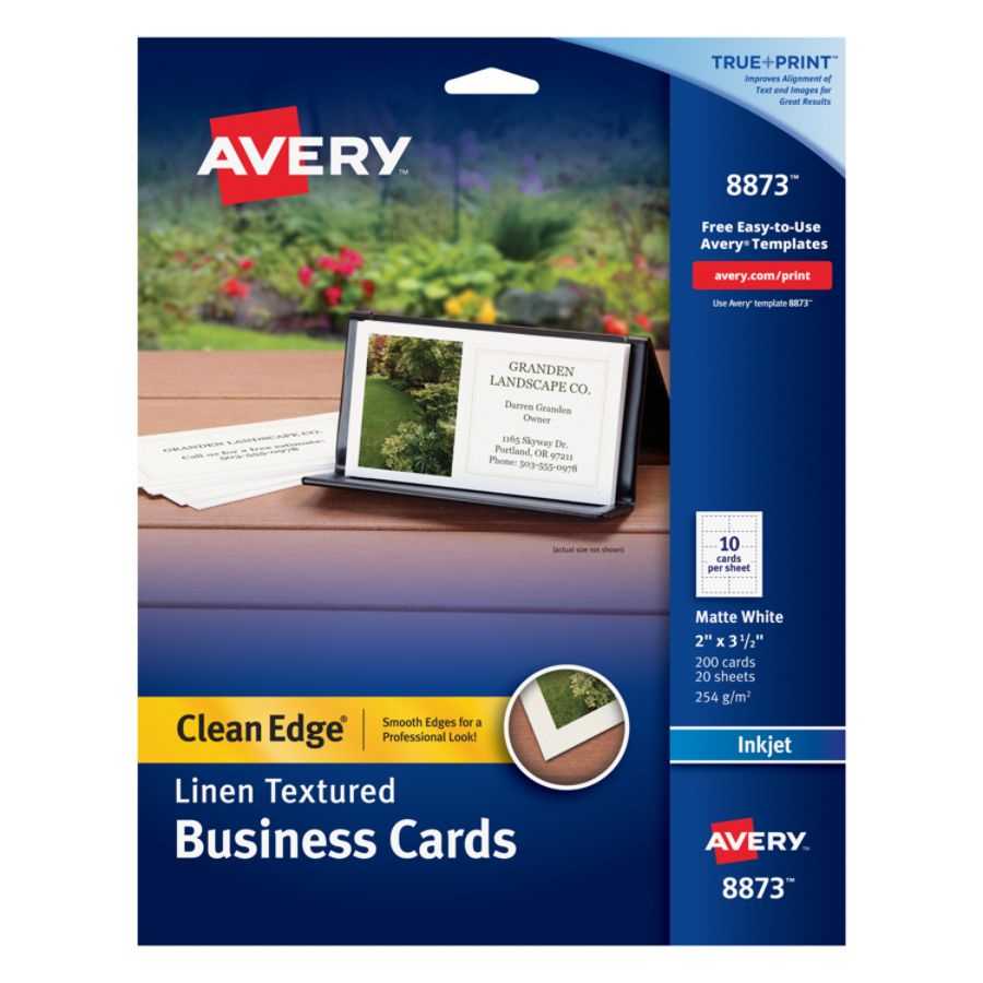 Avery® Inkjet Clean Edge Business Cards, 2 Sided, 2" X 3 1/2", White Linen,  Pack Of 200 Pertaining To Office Depot Business Card Template
