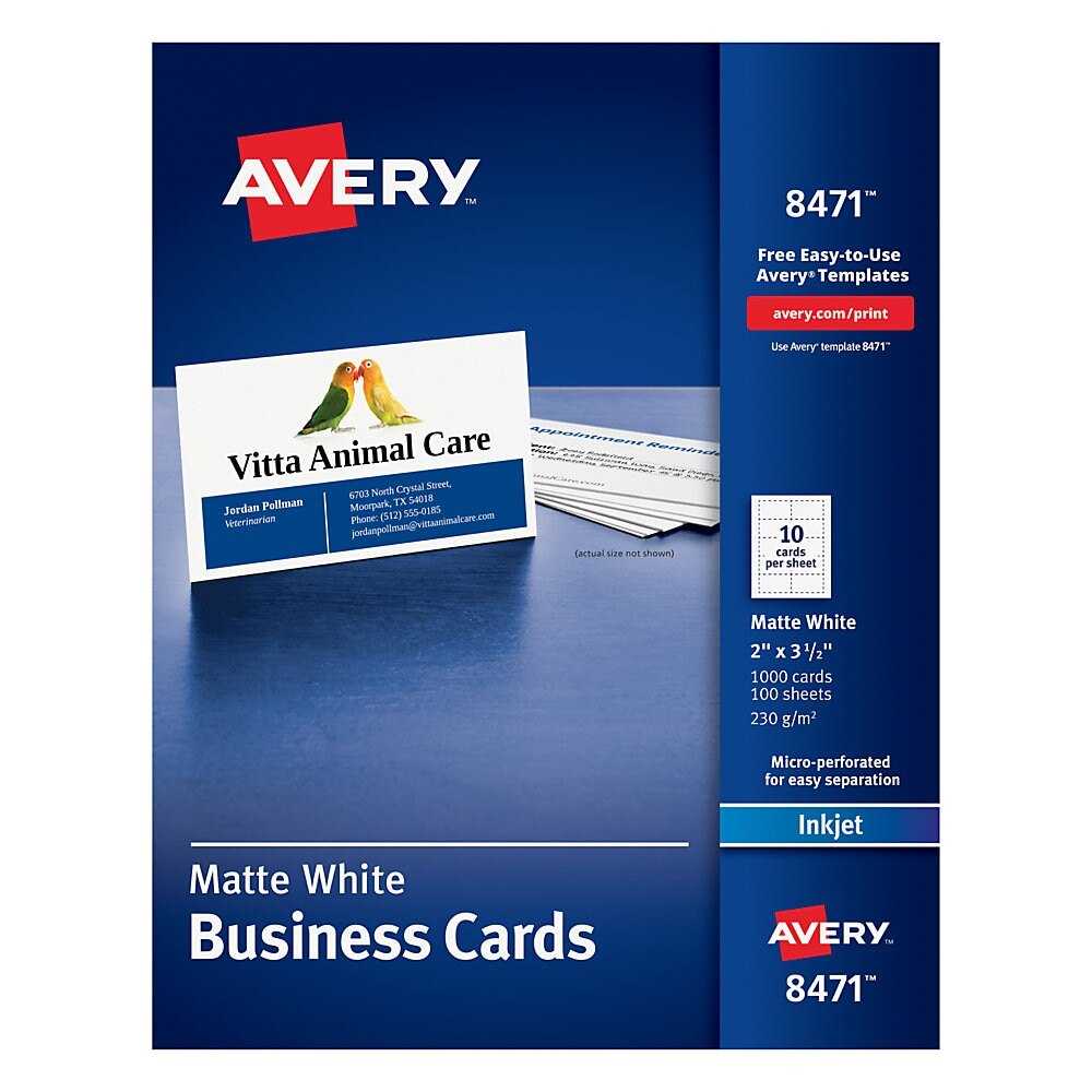 Avery® Inkjet Microperforated Business Cards, 2" X 3 1/2", Matte White,  Pack Of 1,000 Intended For Office Depot Business Card Template