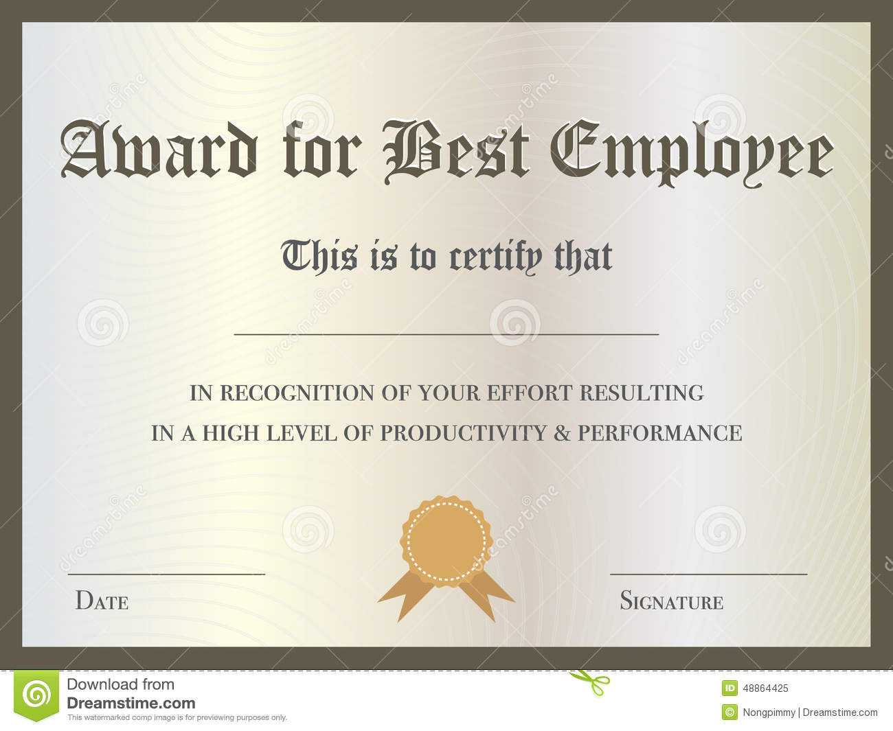 Award Certificate Template – 29+ Download In Pdf, Word With Best Employee Award Certificate Templates