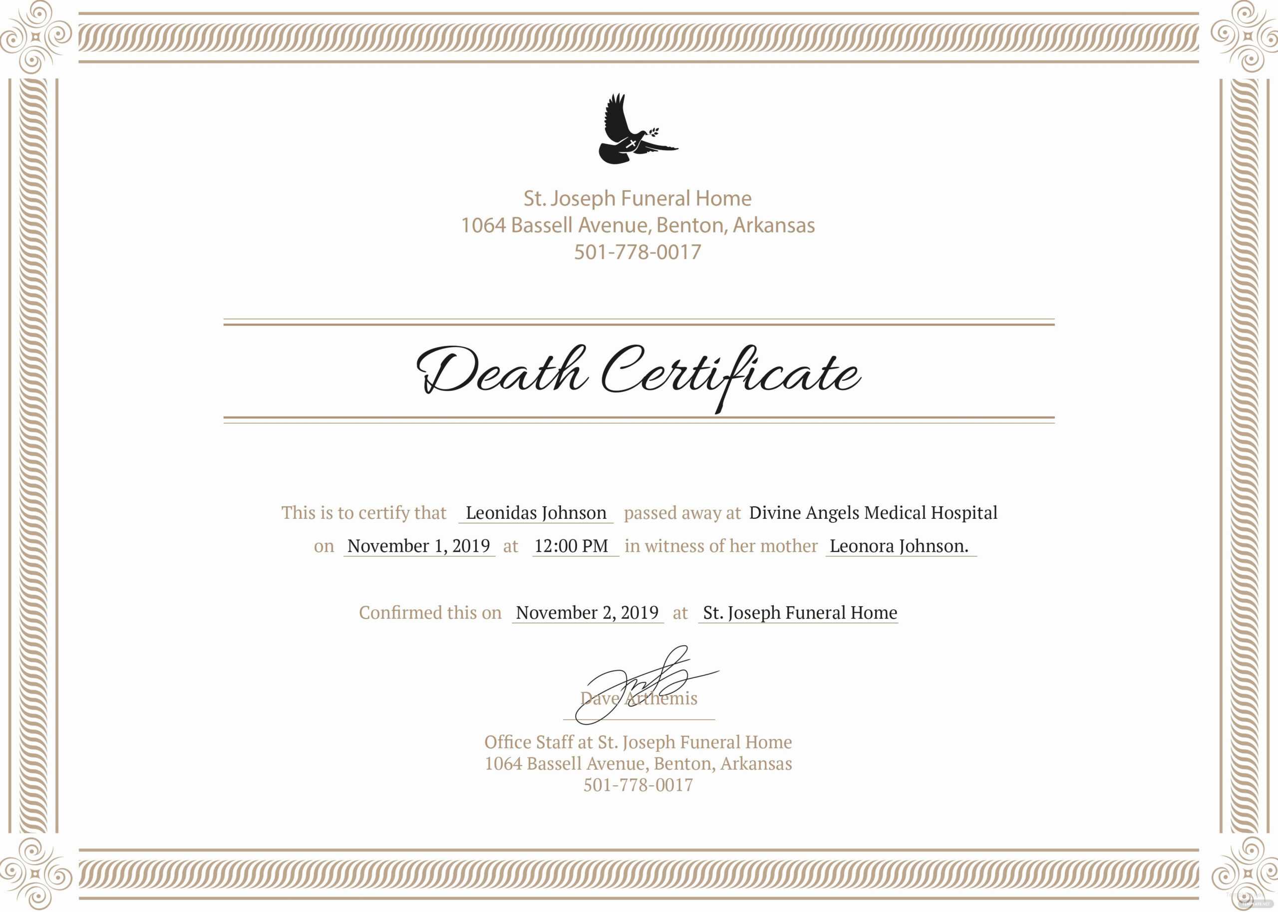 Baby Death Certificate Template – Karan.ald2014 For Baby Death Certificate Template
