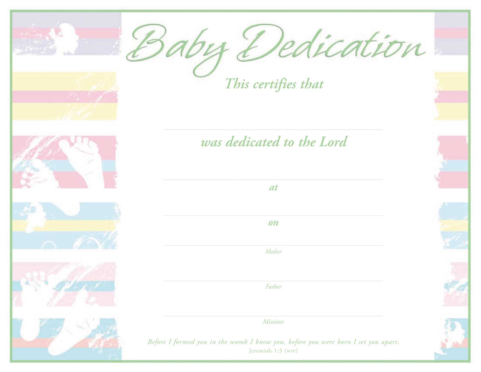 Baby Dedication Certificate – Certificate – Dedication With Baby Dedication Certificate Template