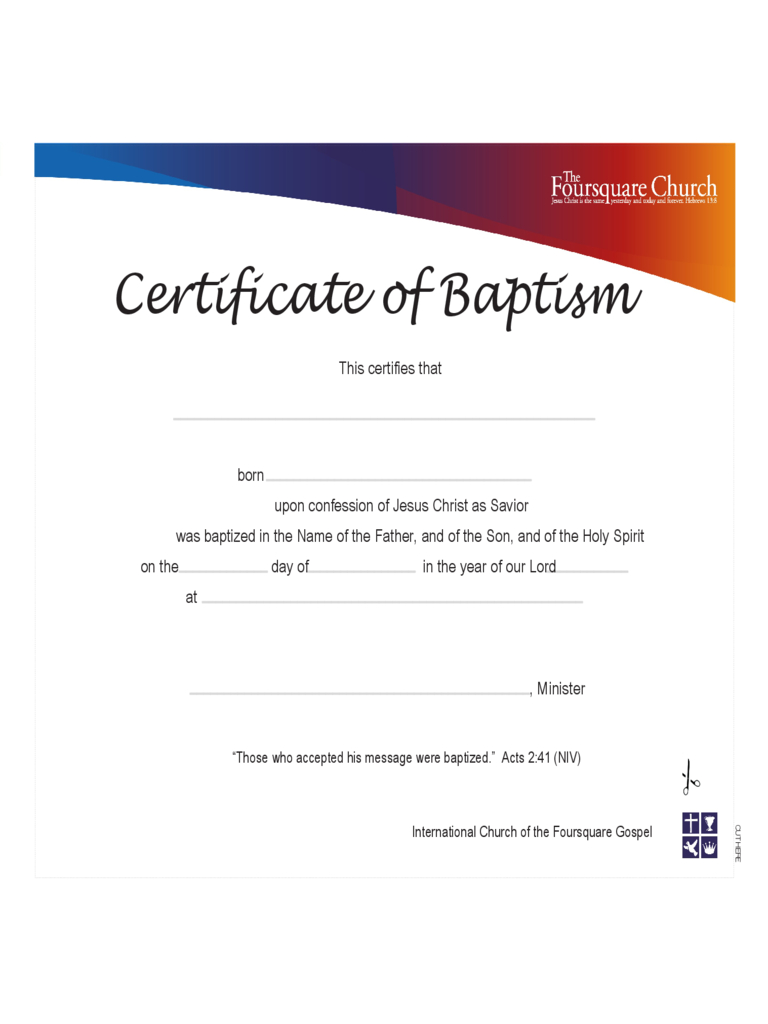 Baptism Certificate – 4 Free Templates In Pdf, Word, Excel In Baptism Certificate Template Download