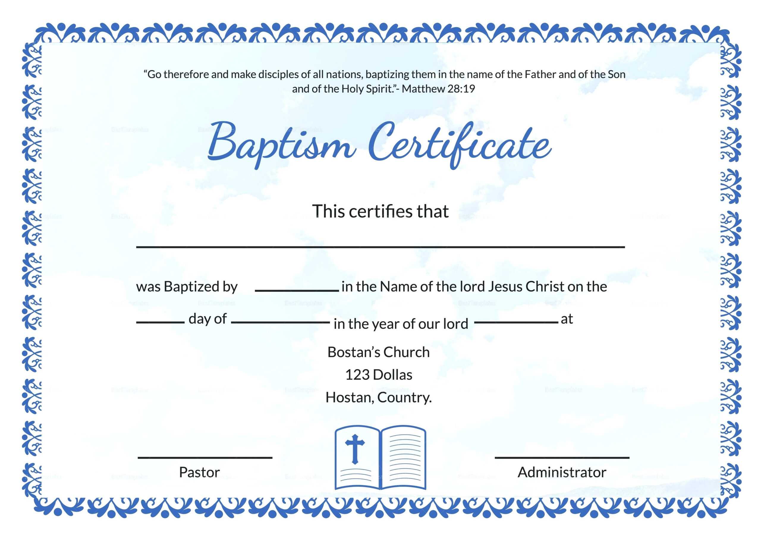 Baptism Certificate Template – Harryatkins Pertaining To Roman Catholic Baptism Certificate Template