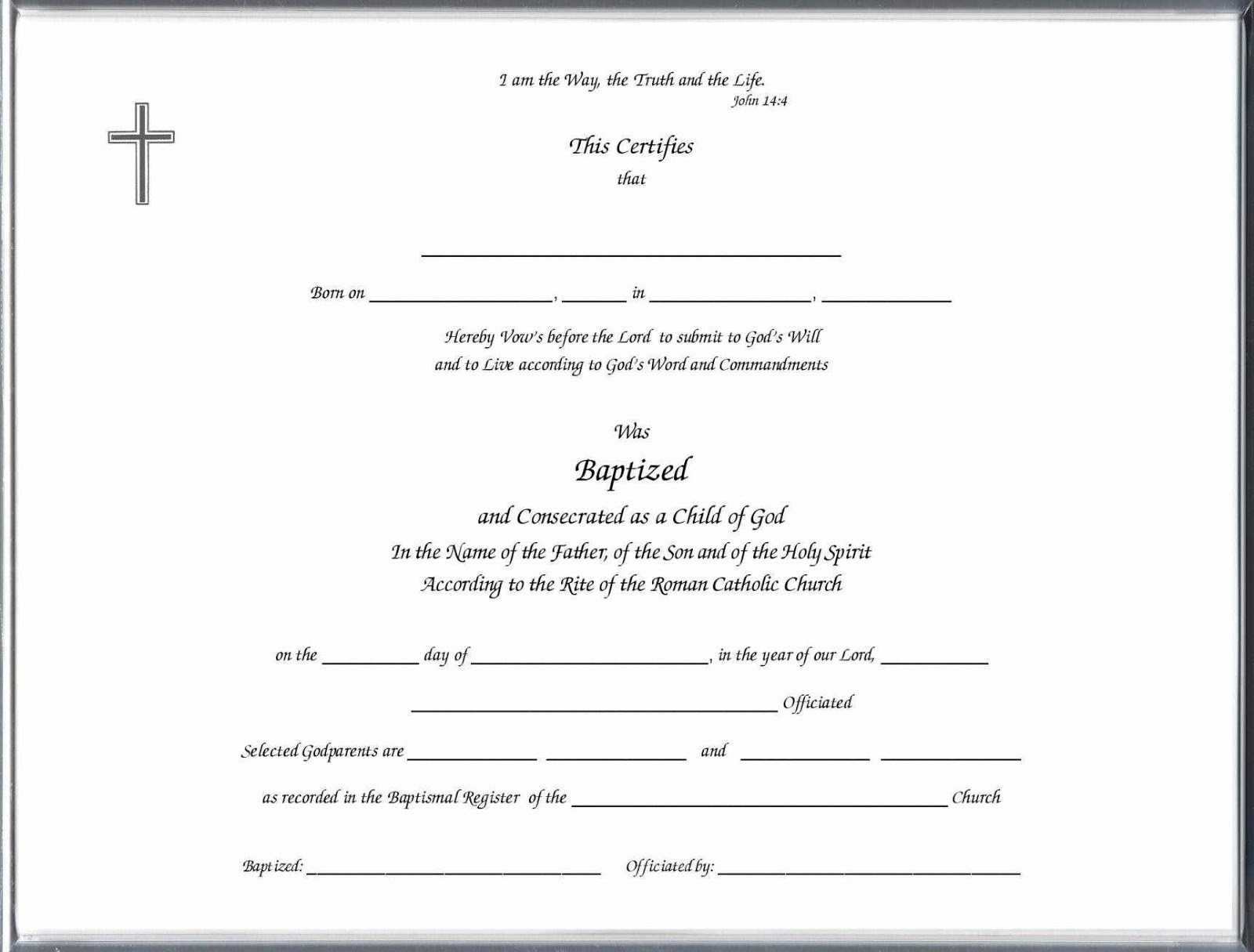Baptism Class Certificate Template – Carlynstudio With Baptism Certificate Template Download