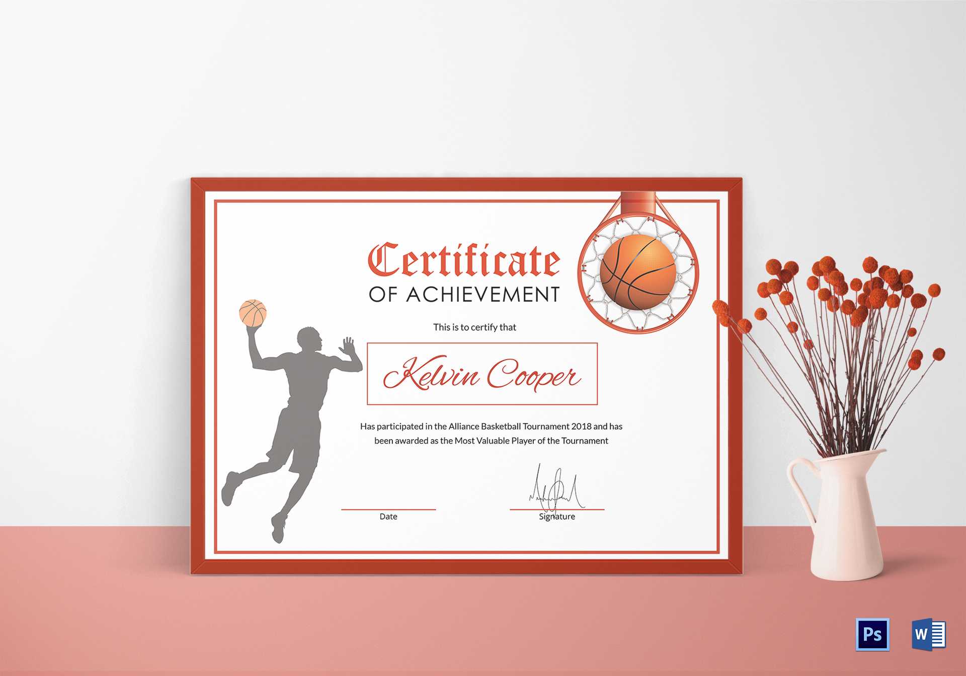 Basketball Award Achievement Certificate Template Regarding Sports Award Certificate Template Word