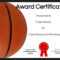 Basketball Certificates intended for Basketball Certificate Template