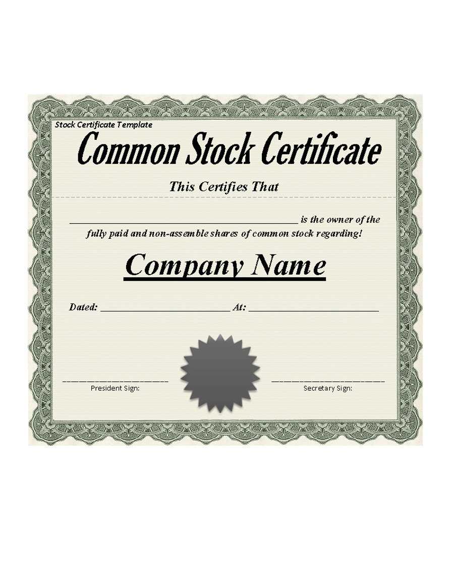 Best 3+ Stock Certificate Template Format Excel – You Calendars In Ownership Certificate Template