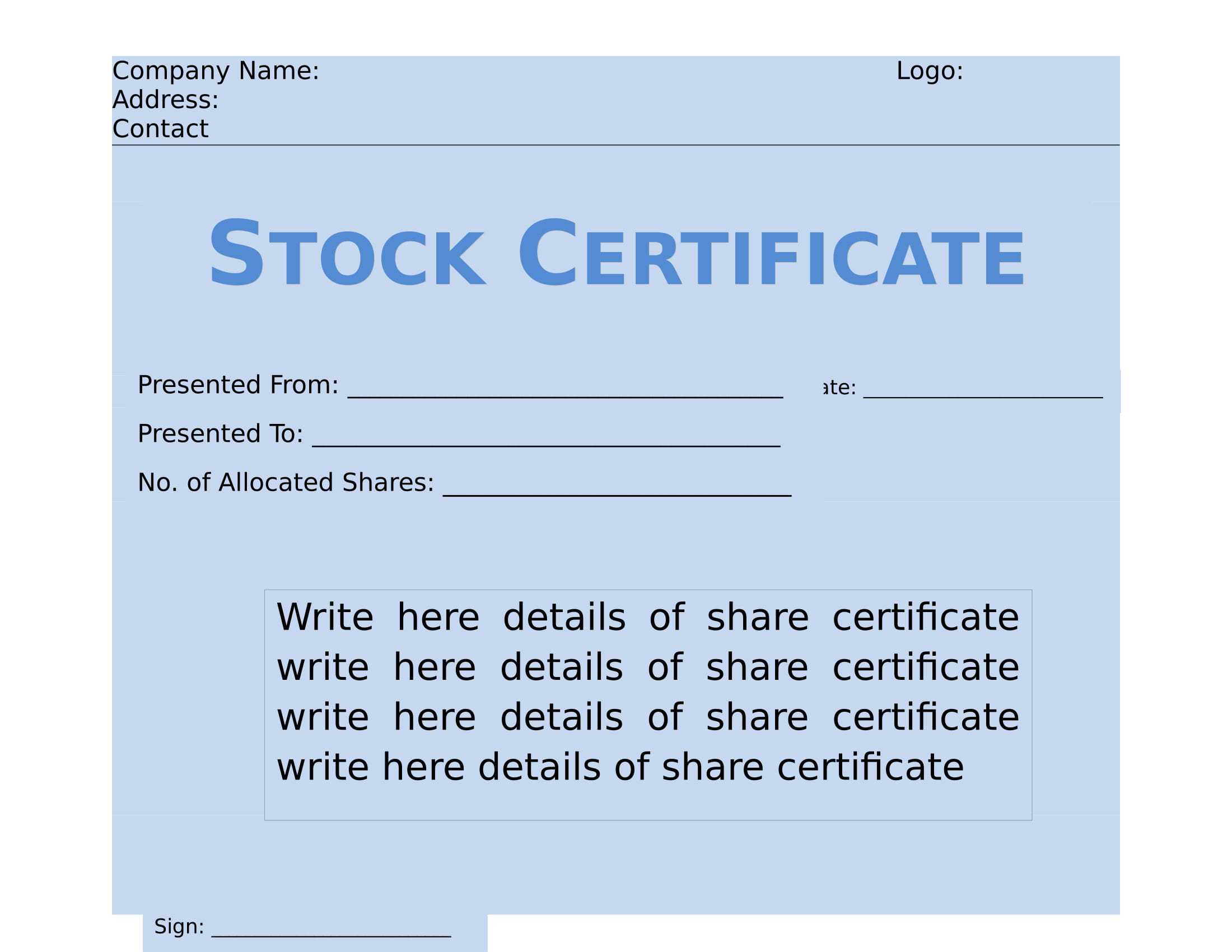 Best 3+ Stock Certificate Template Format Excel – You Calendars Inside Corporate Share Certificate Template